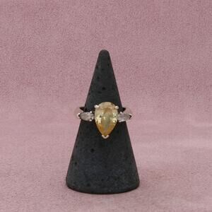 avon sterling silver pear-cut yellow cz engagement ring size 6